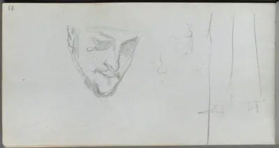 Sketchbook, page 83: Study of a Face, Legs