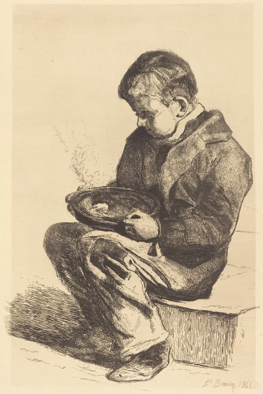 Boy Eating Soup (Enfant mangeant sa soupe) by François Bonvin