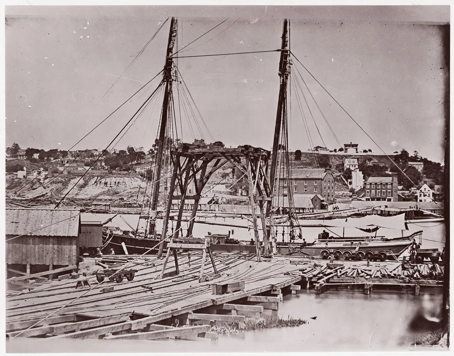 [Wharf, South Side of James River, Opposite Richmond, Virginia] by John Reekie