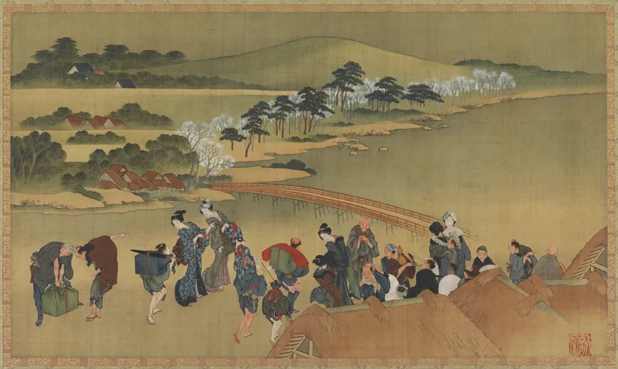 Cherry blossom viewing by Katsushika Hokusai 葛飾北斎 (1760-1849)