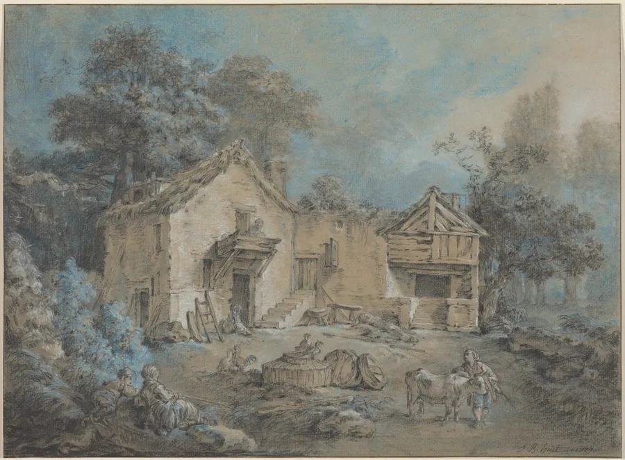 Farm Scene by Jean-Baptiste Hüet