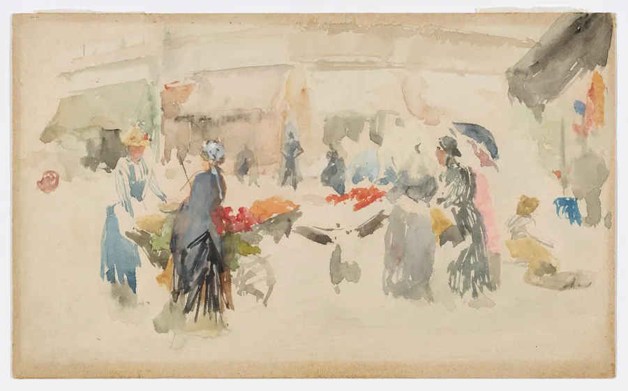 Flower Market: Dieppe by James McNeill Whistler (1834-1903)