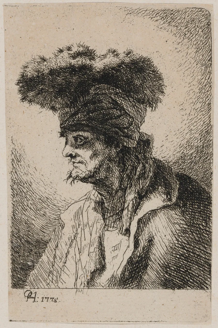 Oriental with a Fur Hat, Looking Left by Paul Haubenstricker