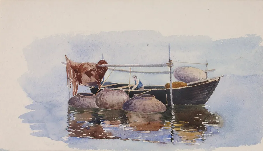 Untitled--Fishing Boat by George Elbert Burr, born Monroe Falls, OH 1859-died Phoenix, AZ 1939