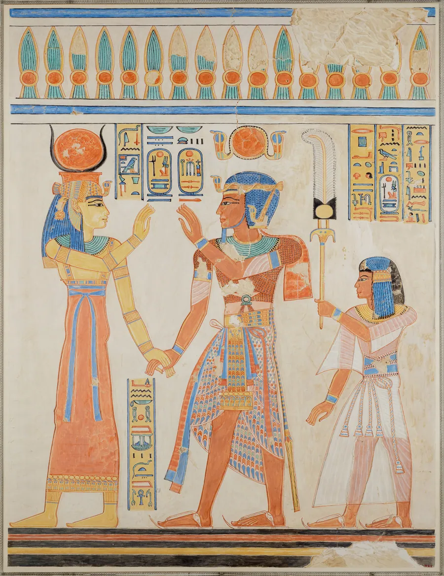 Ramesses III and Prince Amenherkhepeshef before Hathor by Nina de Garis Davies