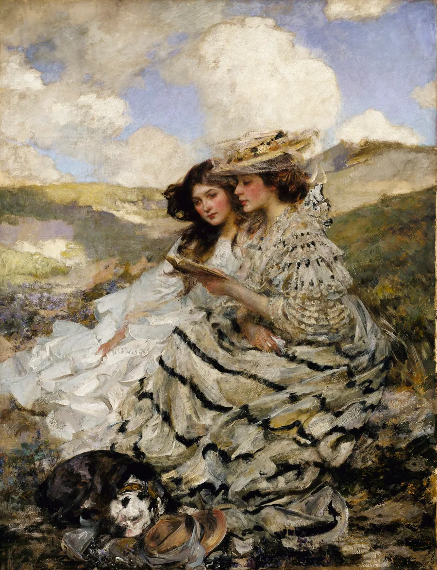 On the Dunes (Lady Shannon and Kitty) by James Jebusa Shannon, born Auburn, NY 1862-died London, England 1923