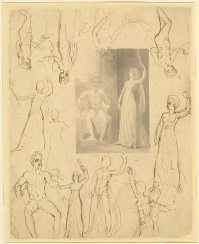 Design for a Book Illustration of Circe and Odysseus [recto]