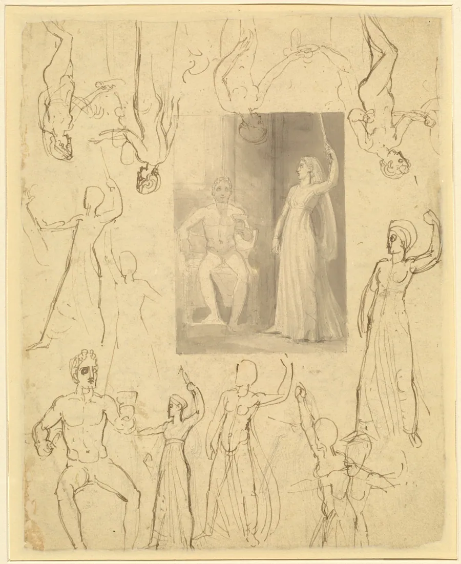Design for a Book Illustration of Circe and Odysseus [recto] by Thomas Stothard