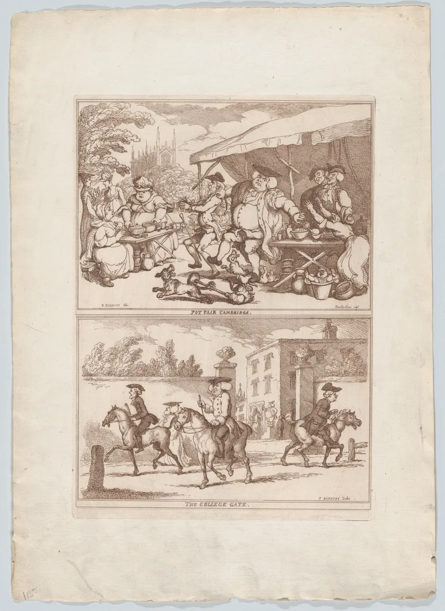 Pot Fair Cambridge, and, The College Gate by Henry William Bunbury
