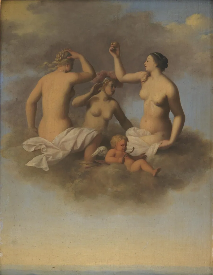 Juno, Minerva og Venus med Amor by Toussaint Gelton