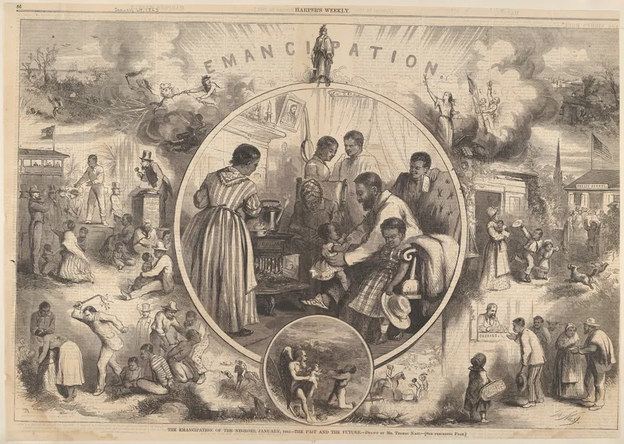 Emancipation of the Negroes – The Past and the Future (from "Harper's Weekly") by Thomas Nast