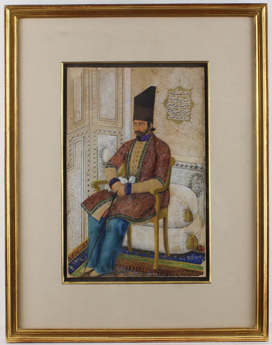 Portrait of `Ali Quli Mirza, I`tizad al-Saltana by Abu`l Hasan Ghaffari, known as Sani' al-Mulk