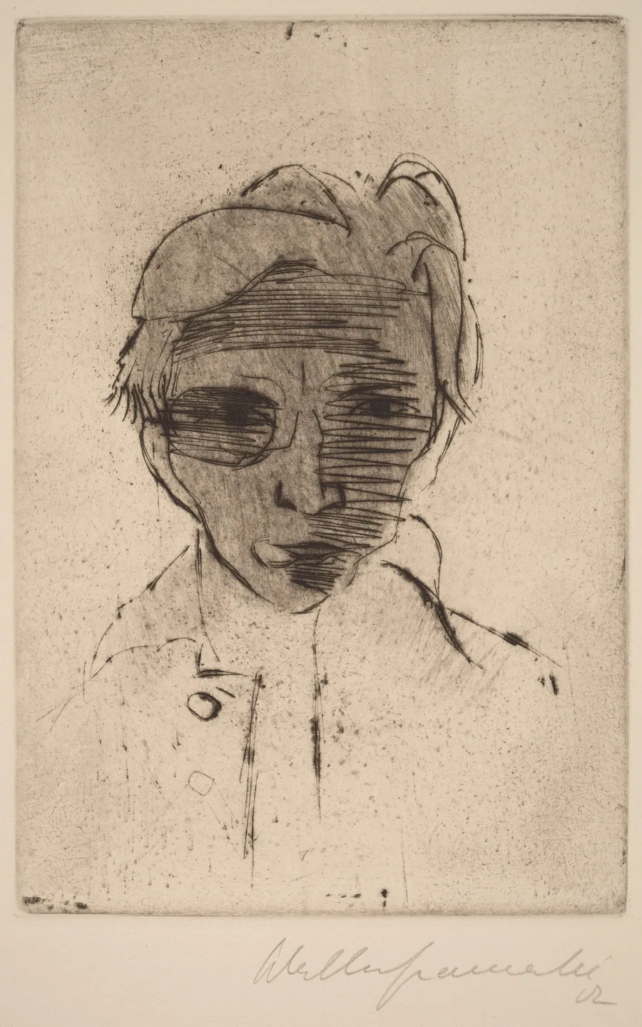 Gloomy Face, Self-portrait (Dunkles Gesicht, Selbstporträt) by Walter Gramatté