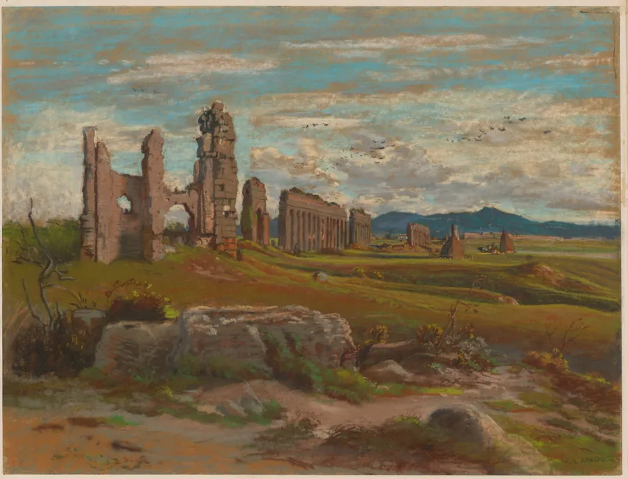 The Aqua Claudia in the Roman Campagna by Félix-Hippolyte Lanoüe