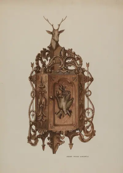 Wall Cabinet, Hand Carved