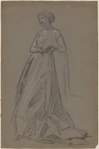 Standing Woman Leaning on Her Elbow