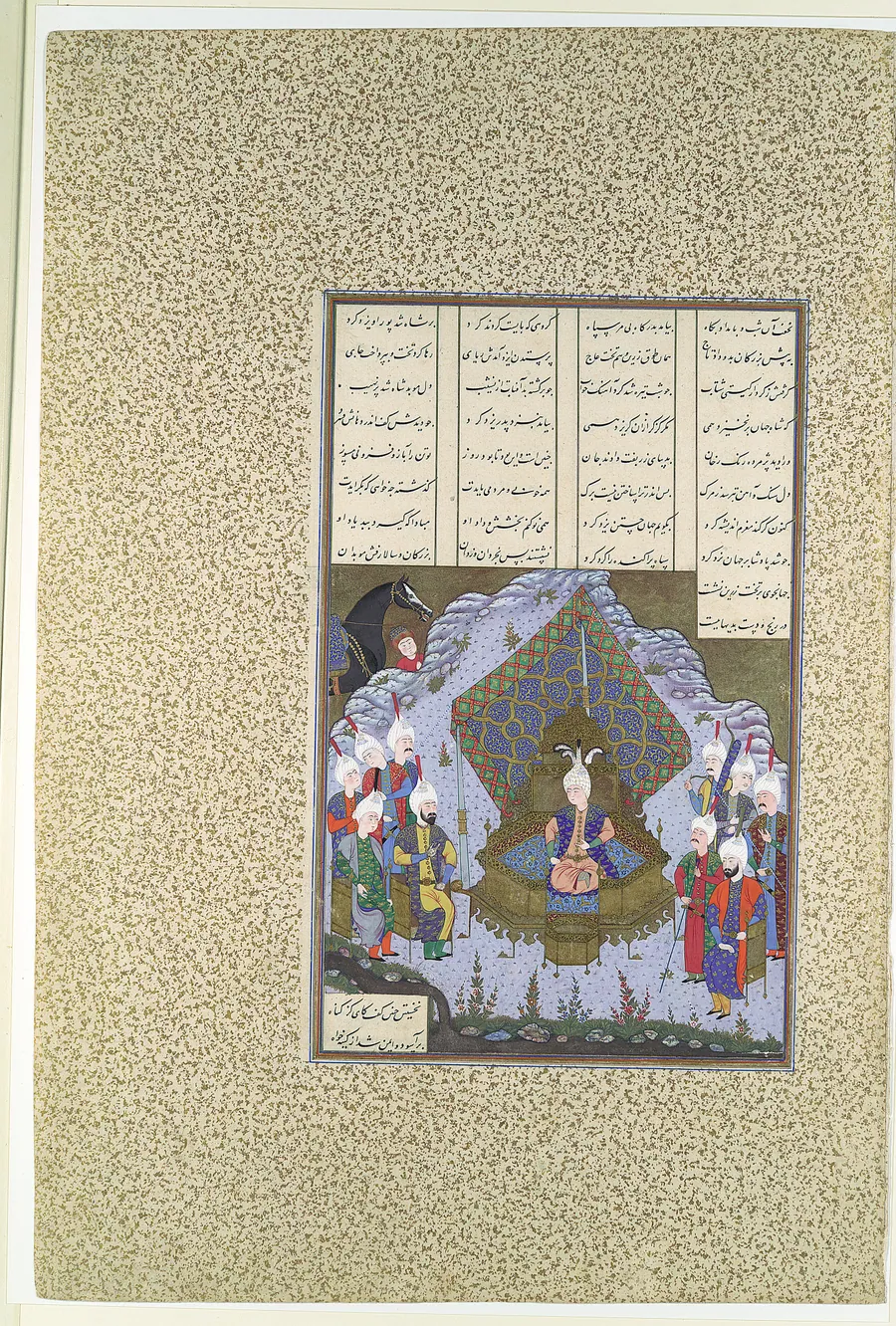 "Yazdigird II Accedes to the Throne", Folio 592r from the Shahnama (Book of Kings) of Shah Tahmasp by Bashdan Qara