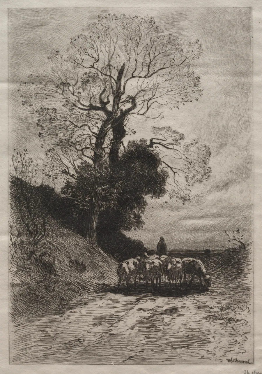 Return of the flock by Theophile Narcisse Chauvel