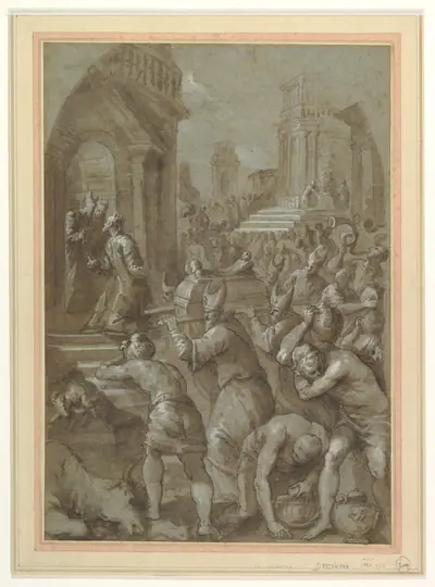 King Solomon Beholds the Ark of the Covenant Being Brought to the Temple