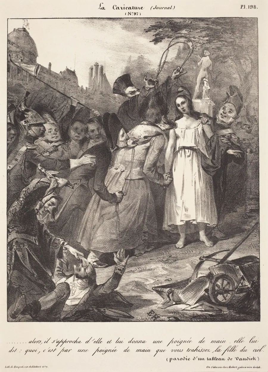 ...alors, il s'approcha d'elle: Parody of van Dyck's Betrayal of Christ by French 19th Century
