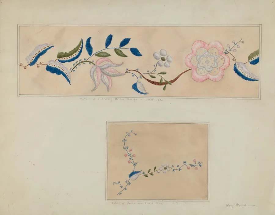 Embroidery - Detail of Child's Dress by Mary E. Humes