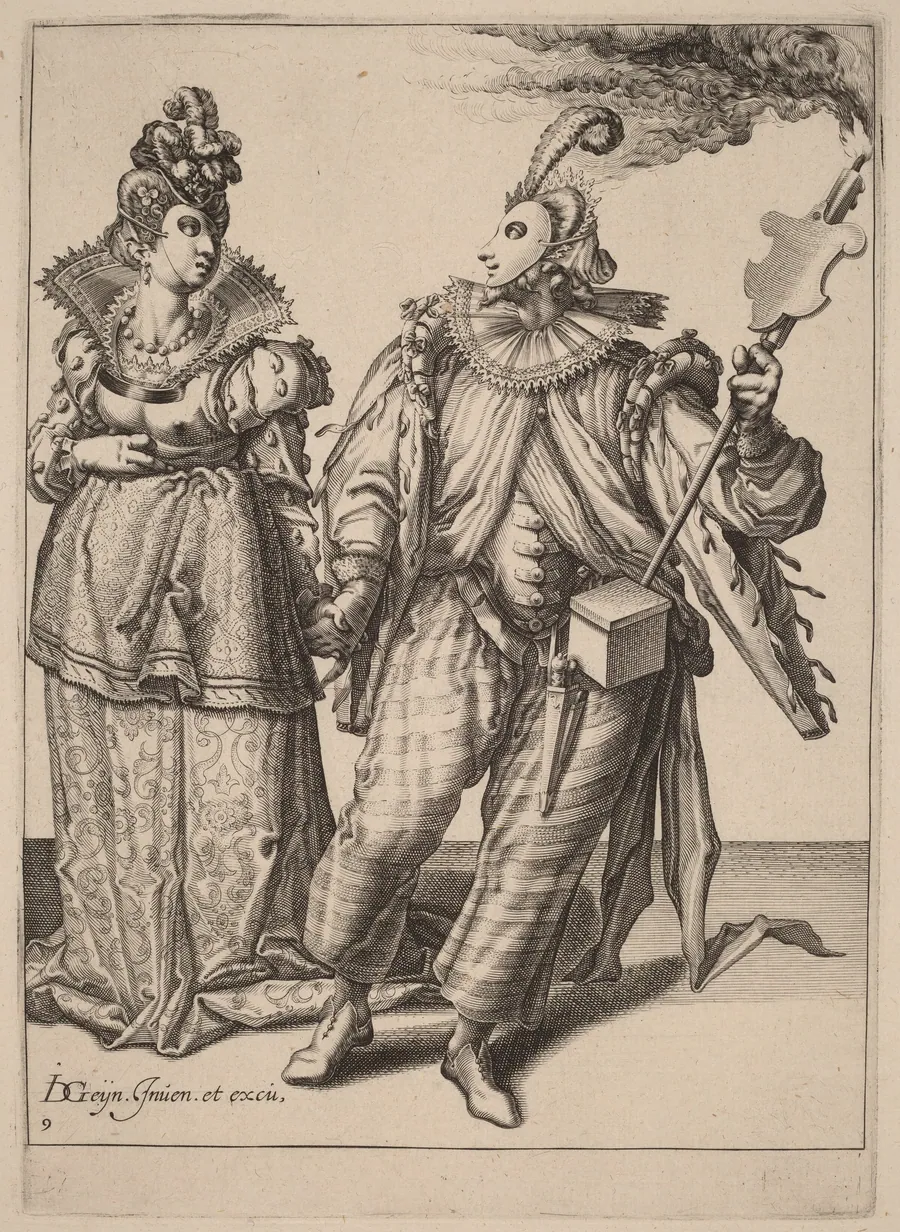 A Woman Led by a Player Holding a Torch by Zacharias Dolendo