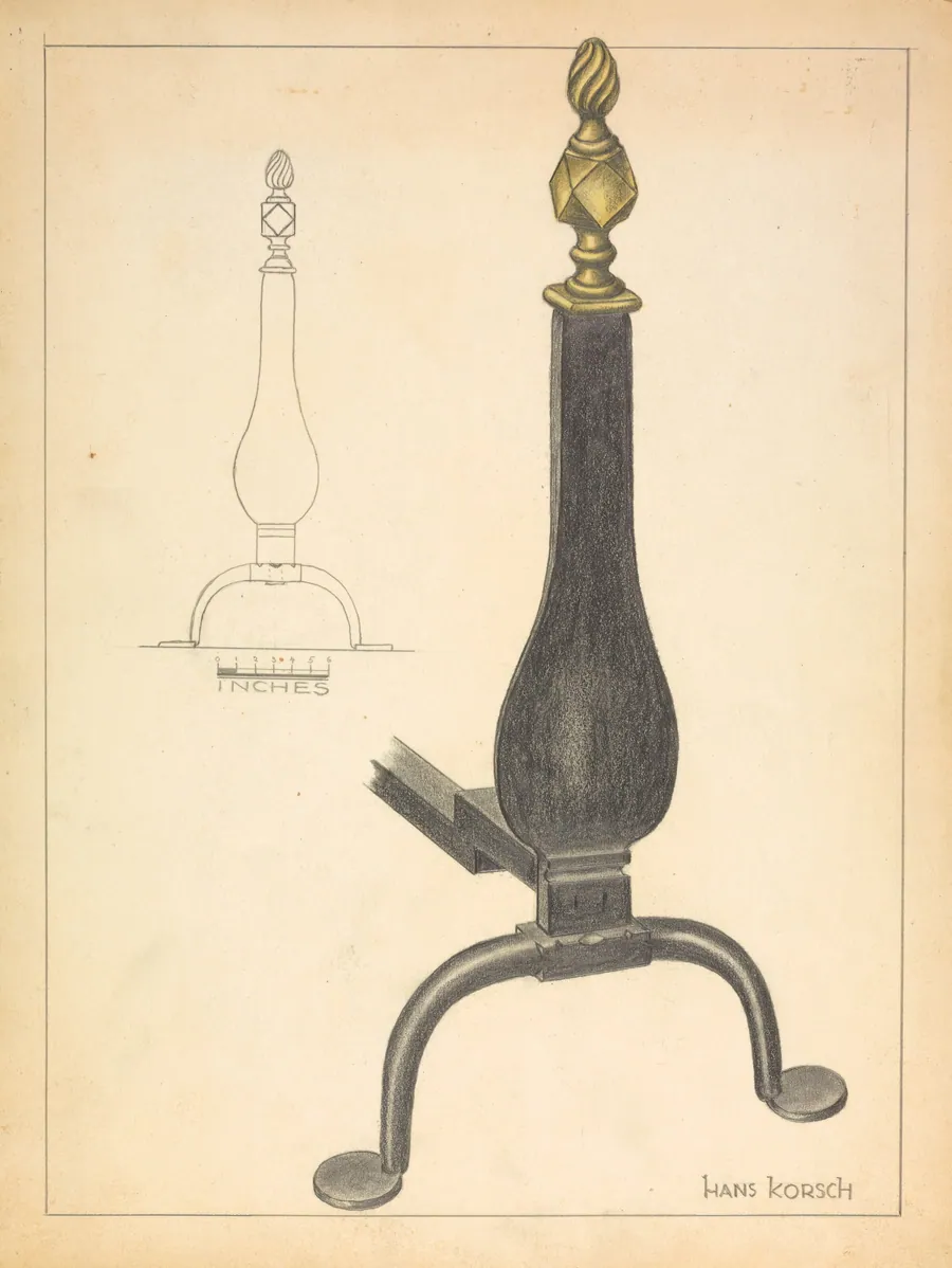 Andiron (one of pair) by Hans Korsch