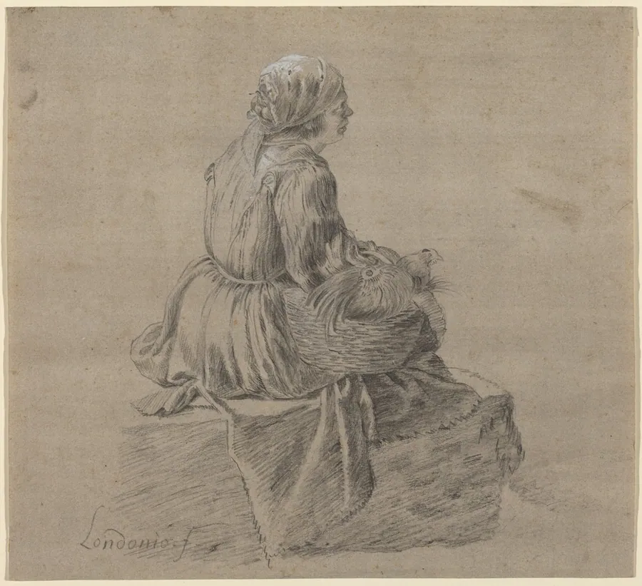 Seated Peasant Woman by Francesco Londonio
