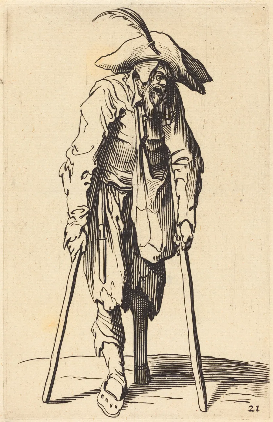 Beggar with Wooden Leg by French 17th Century
