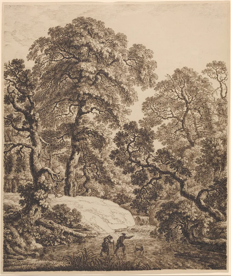 An Oak Forest with a Family of Travelers by Emanuel Steiner