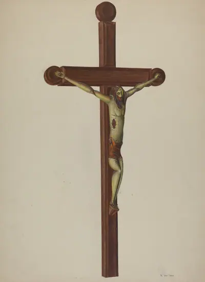 Carved Wooden Crucifix