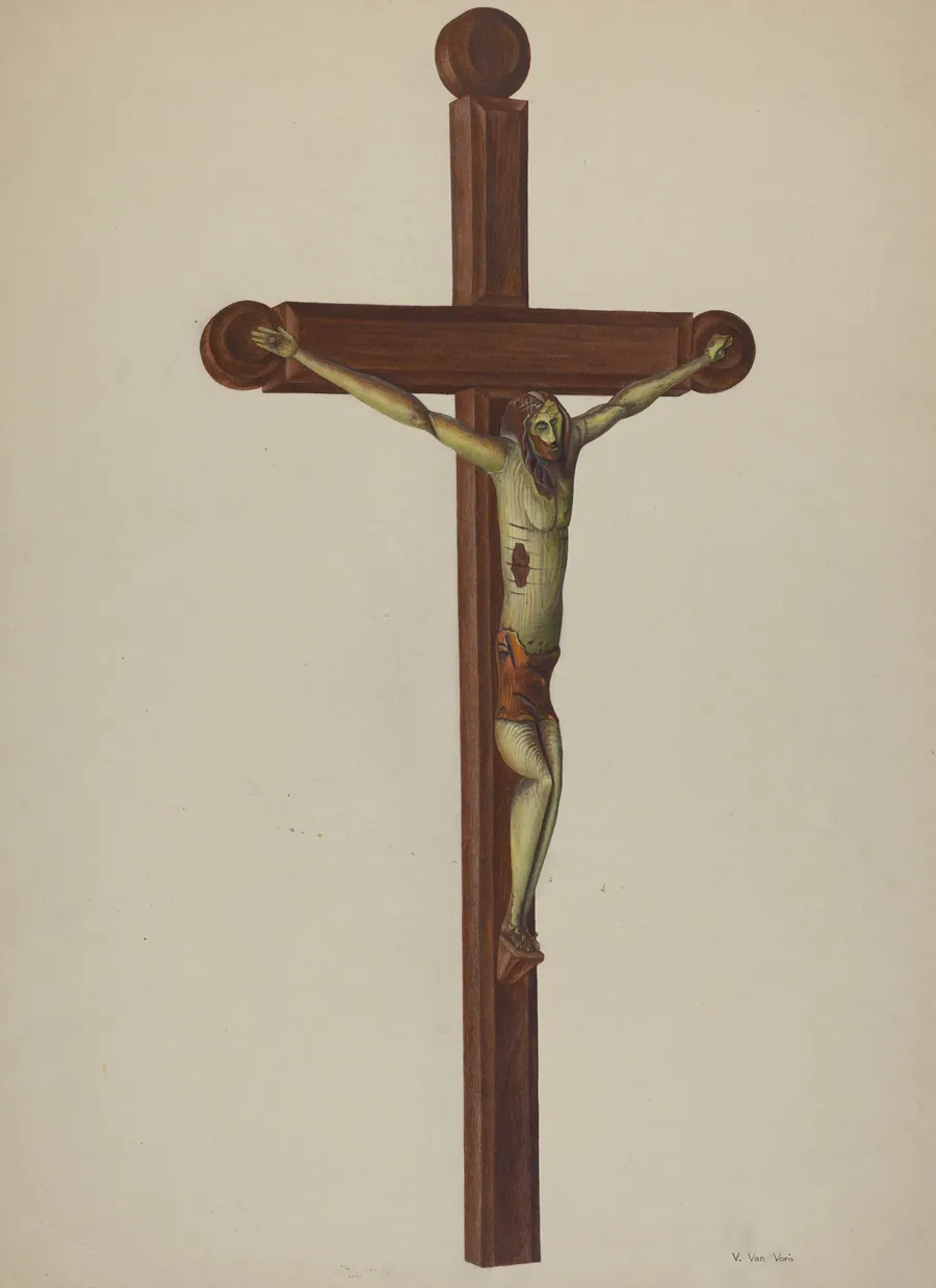 Carved Wooden Crucifix by Vera Van Voris