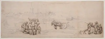 Dune Scene with Peasant Figures