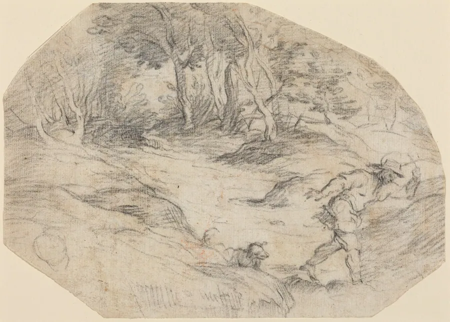 Landscape with a Man and a Dog by Leandro Bassano