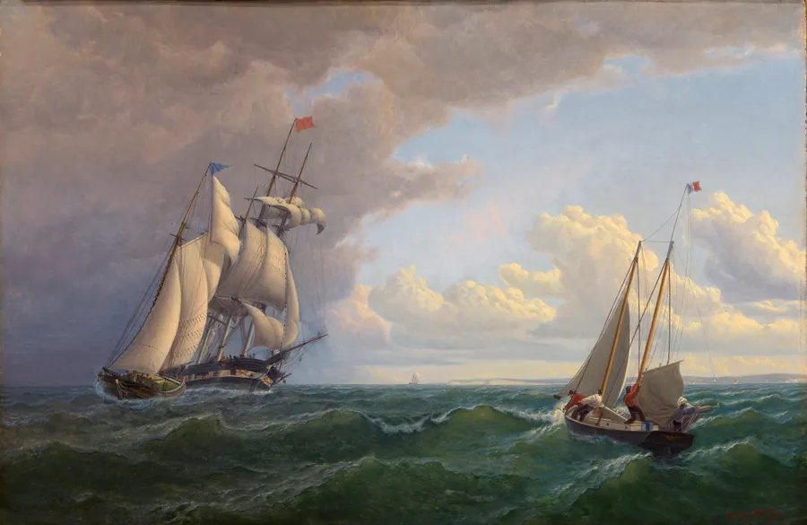 Whaler off the Vineyard--Outward Bound by William Bradford, born Fairhaven, MA 1823-died New York City 1892