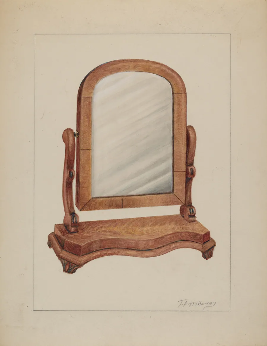 Mirror with Wood Base by Thomas Holloway