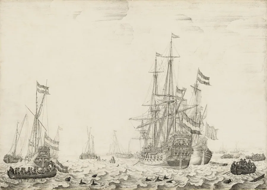 Dutch Ships near the Coast by Willem van de Velde the Elder