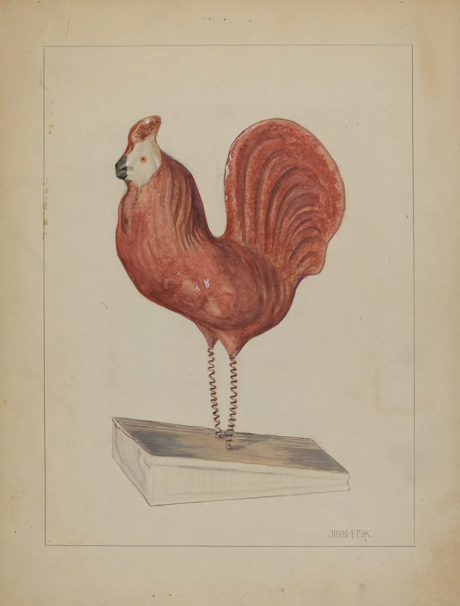 Pa. German Toy Bellows Rooster by John Fisk