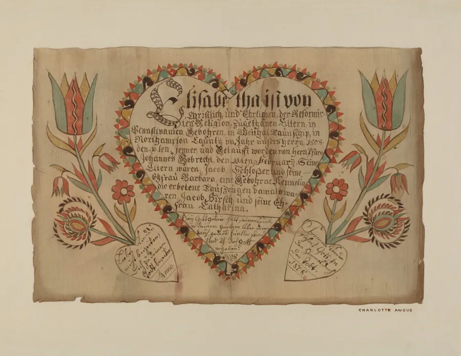 Pa. German Birth Certificate by Charlotte Angus