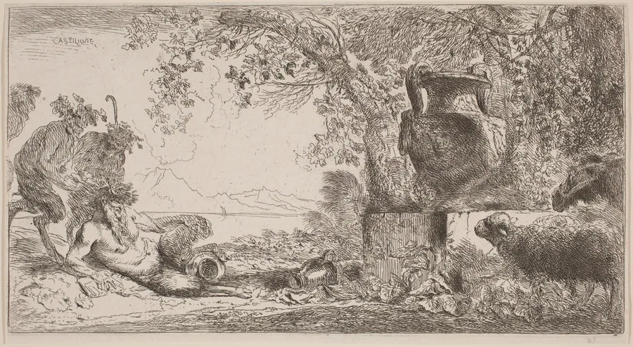 Pan Reclining before a Large Vase by Giovanni Benedetto Castiglione