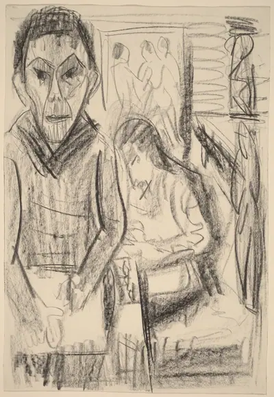 Self-Portrait in the Studio (Selbstbildnis im Atelier)