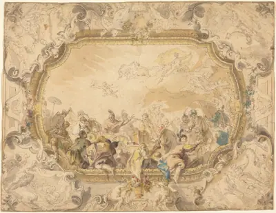 A Ceiling with Apollo Presiding over Military and Historical Learning