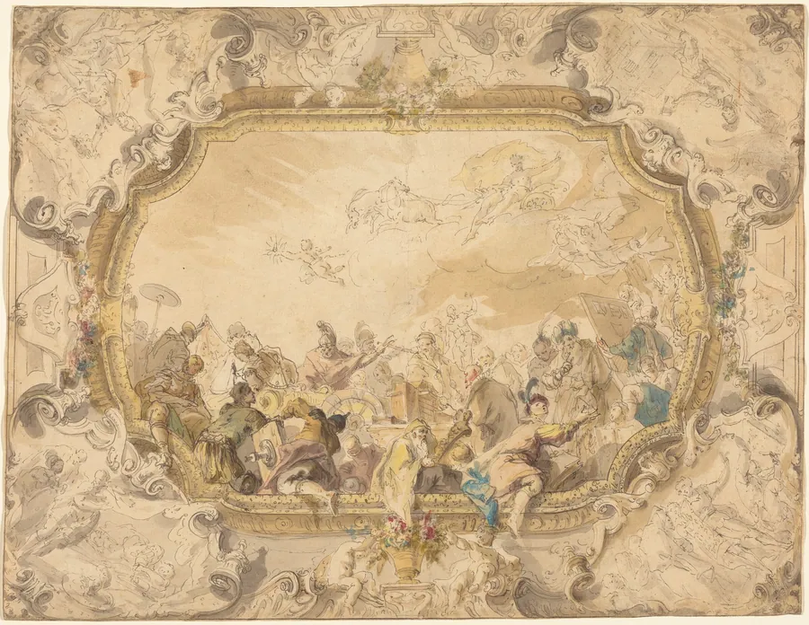 A Ceiling with Apollo Presiding over Military and Historical Learning by Anton Kern