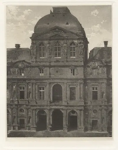Planche VII – Le Louvre, Pavillon de l'Horloge (Plate VII – The Louvre, Pavilion of the Clock)