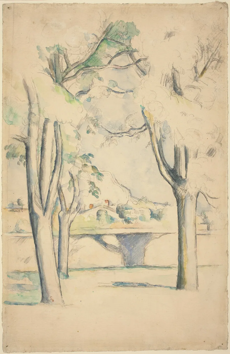 Mont Sainte-Victoire Seen beyond the Wall of the Jas de Bouffan by Paul Cezanne