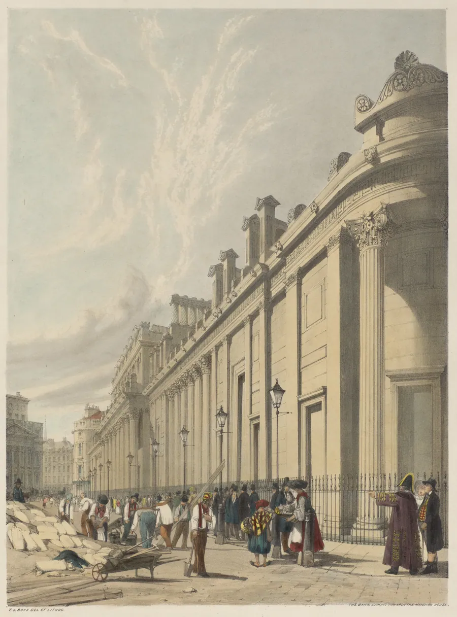 London As It Is:  The Bank, Looking towards the Mansion House by Thomas Shotter Boys
