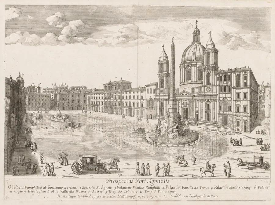 Piazza Navona from "Prospectus Locurum Urbis Romae Insign[ium] by Lievin Cruyl