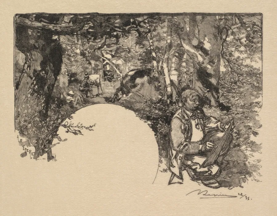 Fontainebleau Forest: The Painters (La Forêt de Fontainebleau: Les Peintres) by Auguste Louis Lepère