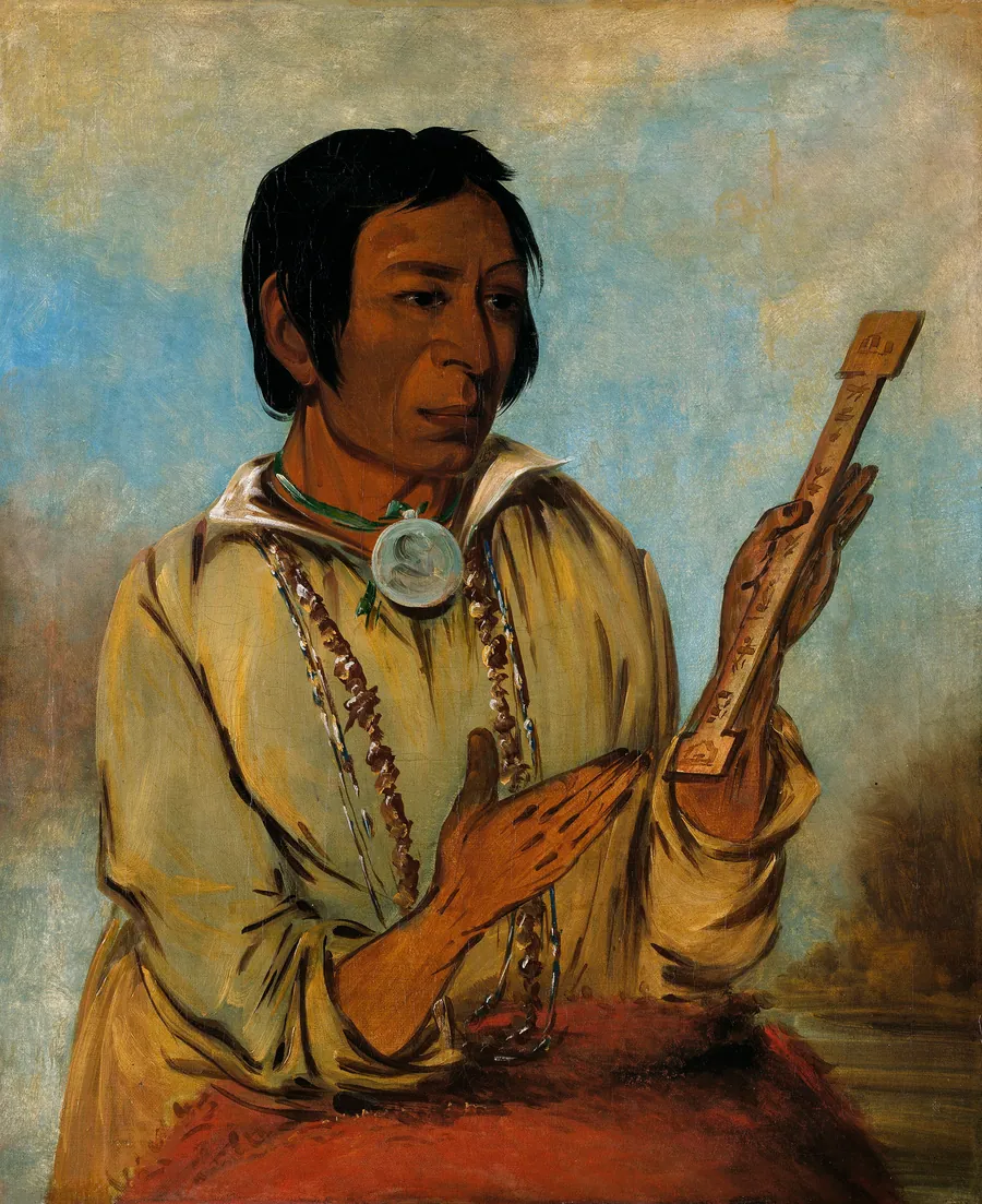 Ma-shée-na, Elk's Horns, a Subchief by George Catlin, born Wilkes-Barre, PA 1796-died Jersey City, NJ 1872