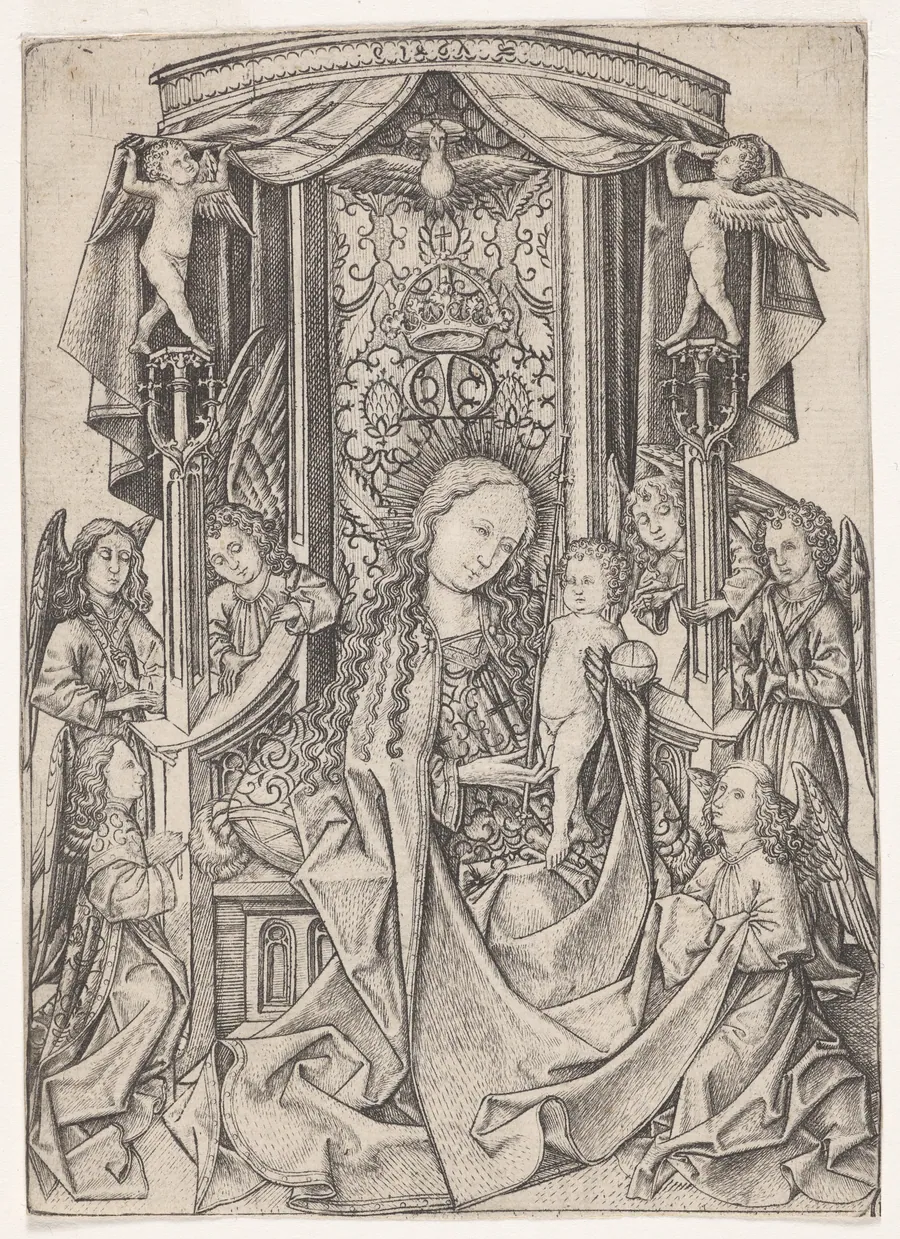 Madonna Enthroned with Eight Angels by Master ES